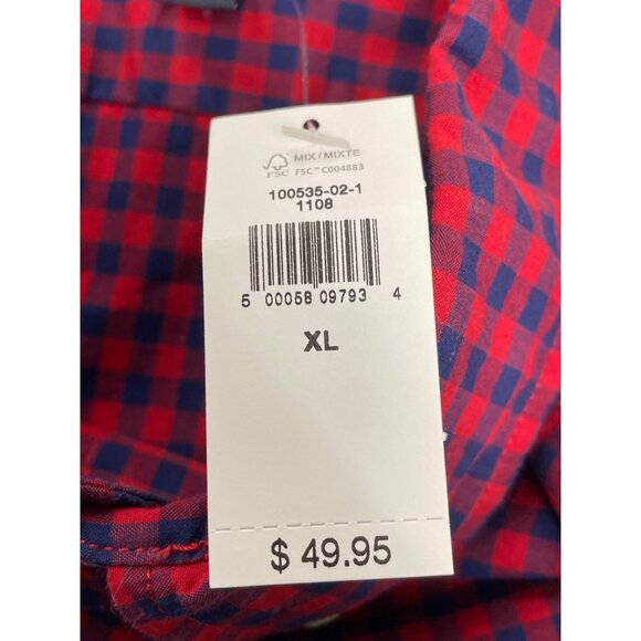 Gap Mens Red & Navy Button-Down Shirt Long Sleeve Front Pocket Size XL - New - Picture 9 of 10